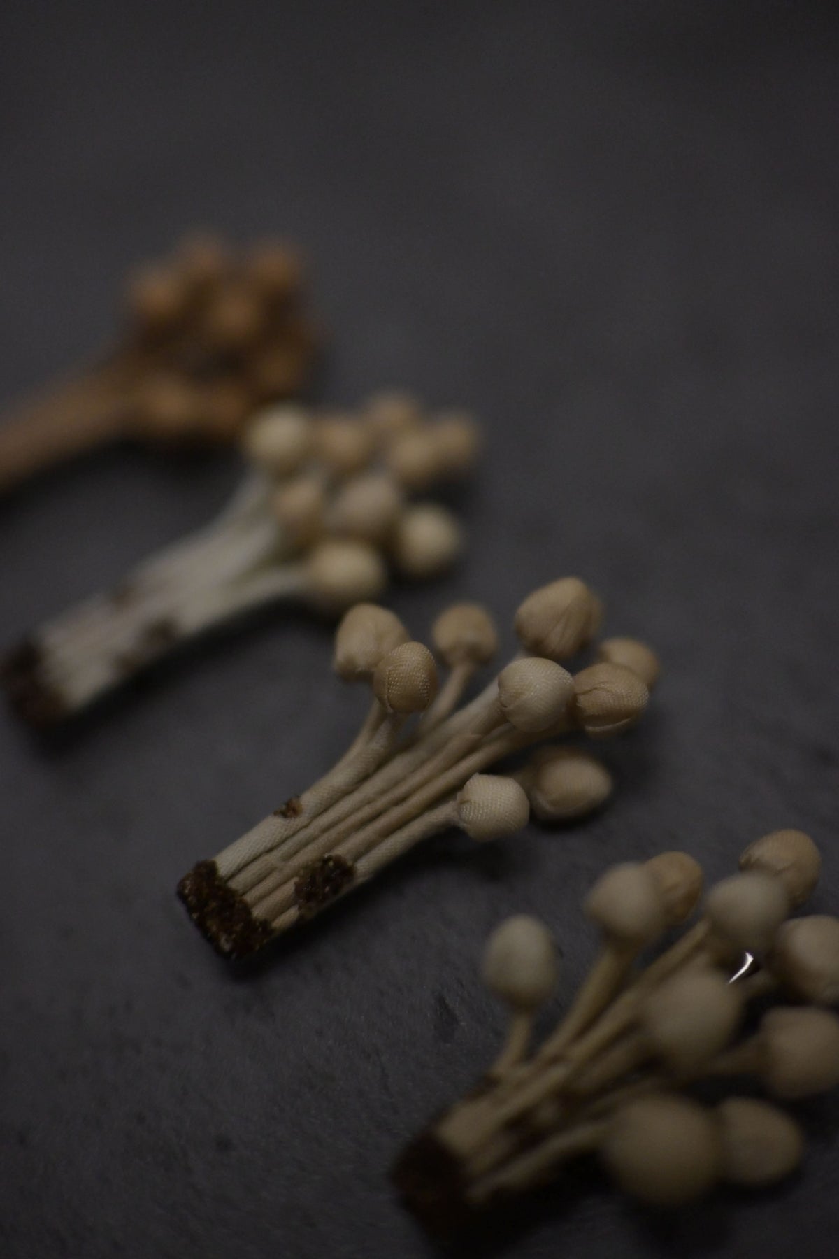 天然染｜茶染金菇心口針