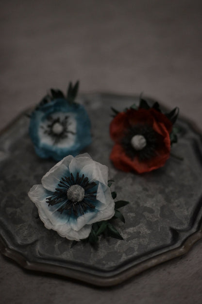 百花形染｜銀蓮花心口針