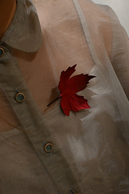 落葉｜紅葉心口針