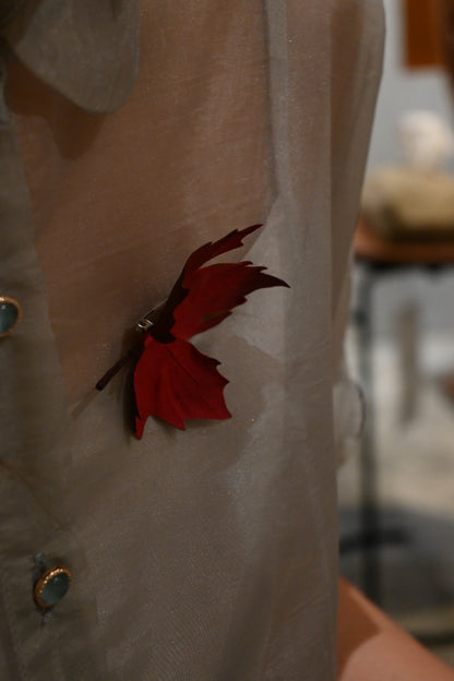 落葉｜紅葉心口針