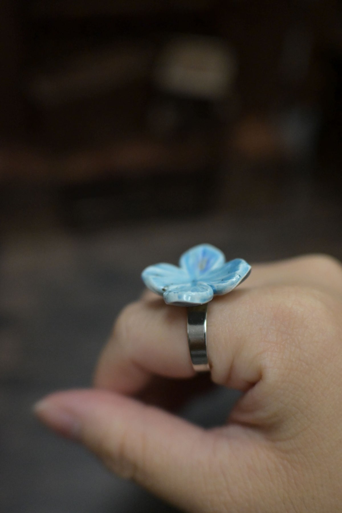 一輪花咲｜繡球花瓣戒指｜菱向花瓣