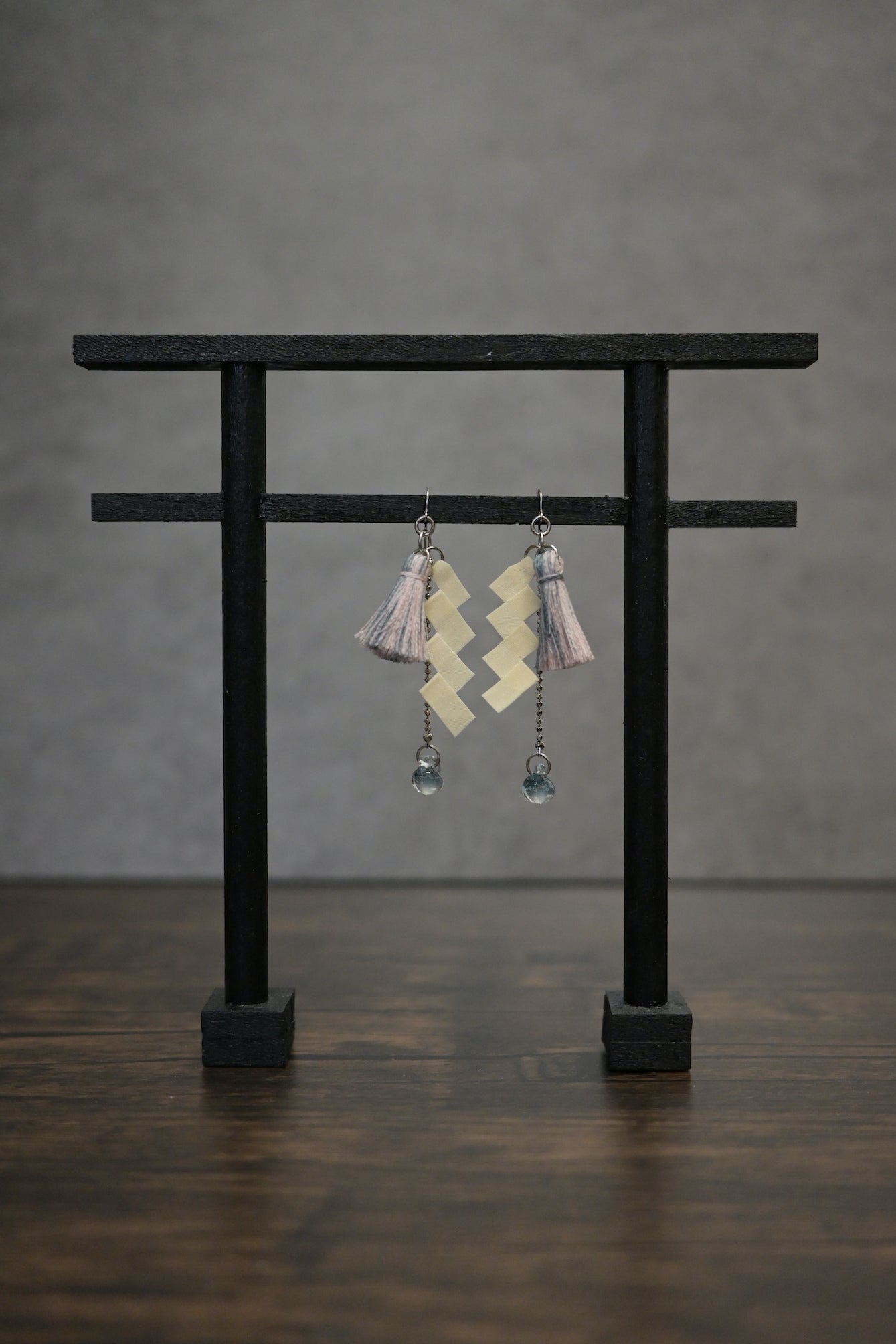 神社紙垂｜耳環 (粉紅色)