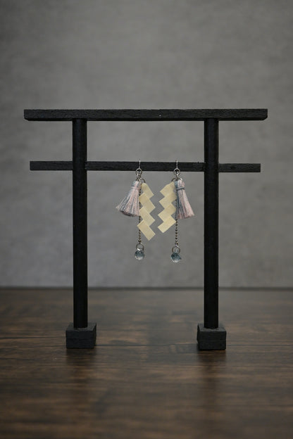 神社紙垂｜耳環 (粉紅色)