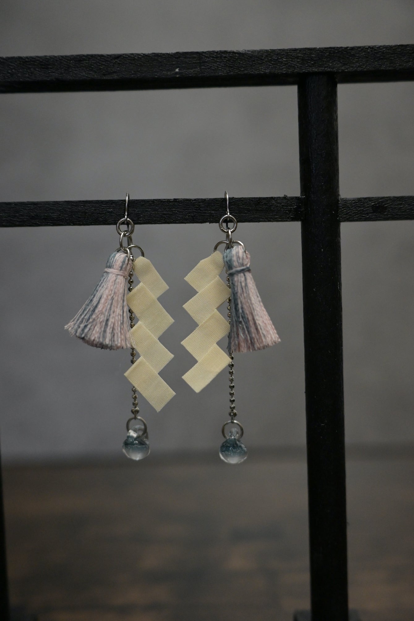 神社紙垂｜耳環 (粉紅色)