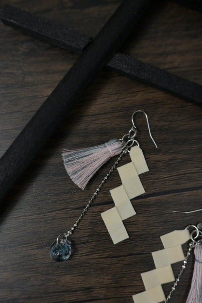 神社紙垂｜耳環 (粉紅色)