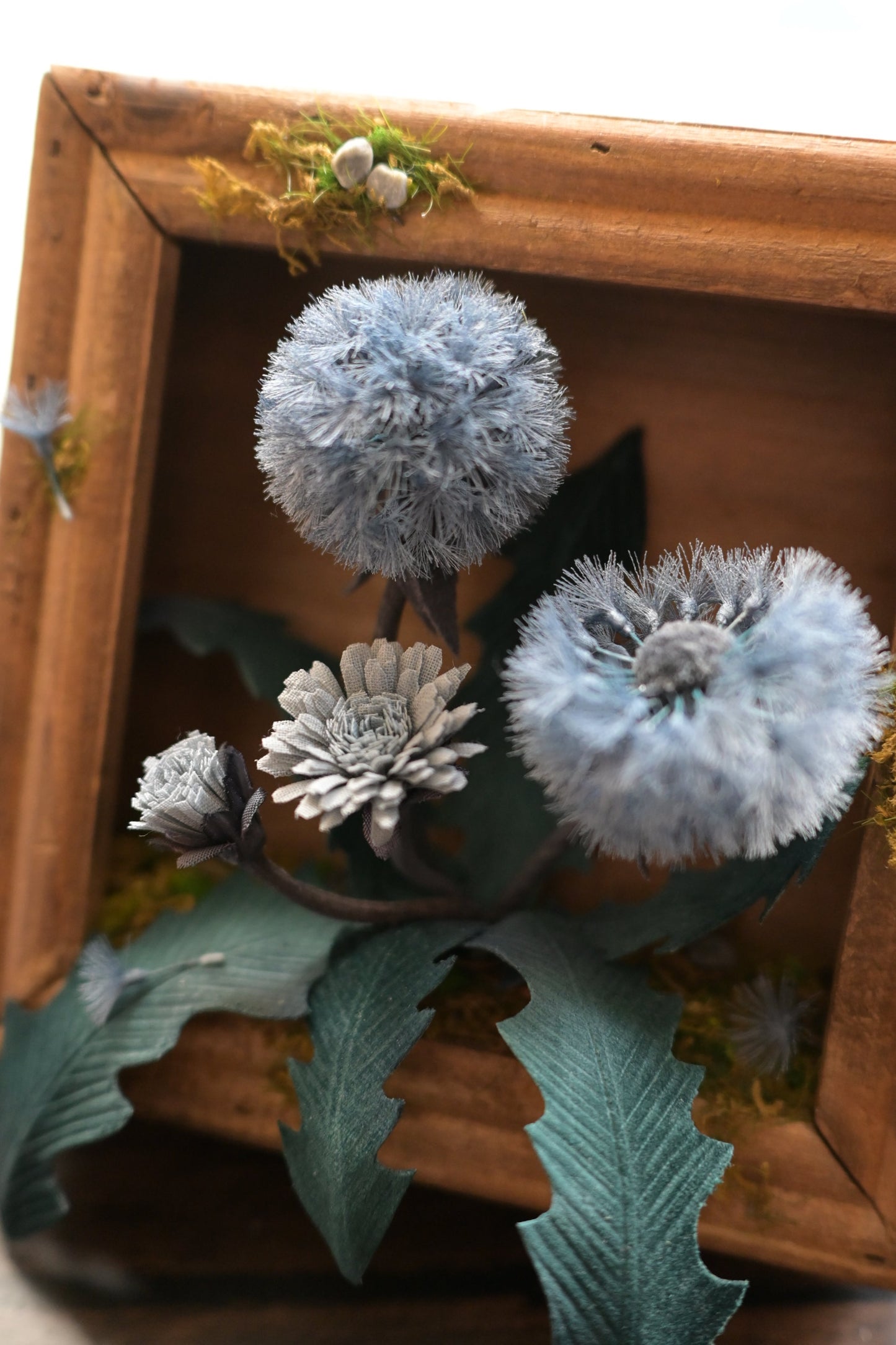 藍蒲公英｜復古木框擺設【預訂產品：製作約需兩至三星期】