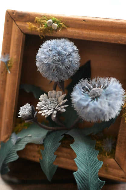 藍蒲公英｜復古木框擺設【預訂產品：製作約需兩至三星期】