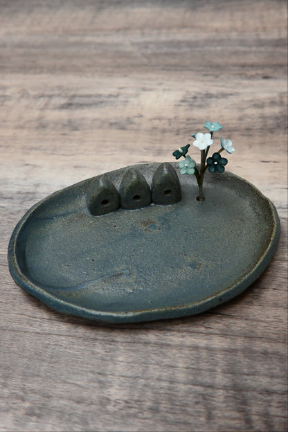 花樹與三間小屋｜置物小碟｜線香碟